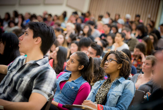 Group of Students in Class in a Large Lecture Hall